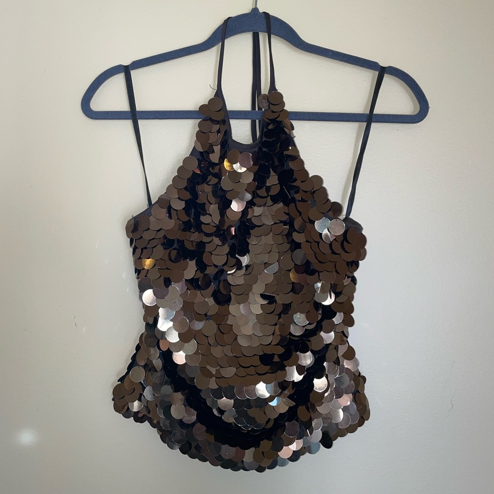 Vintage Jumbo Sequin Halter Top